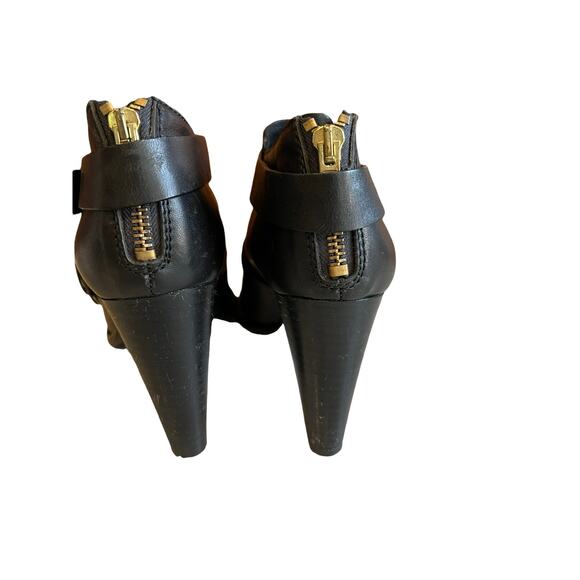 J Crew Leather Ankle Boots Booties Double Buckle Detail Black 9.5 - Picture 4 of 10